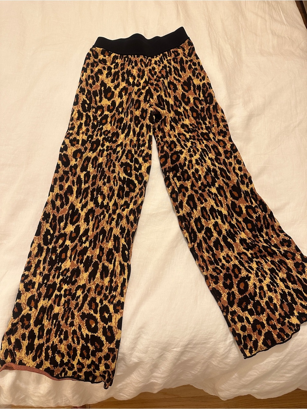 STAUD Leopard-Print Wide Leg Pants - Black & Brown